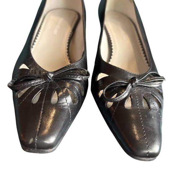 Naturalizer Womens Black Leather Cutout Bow Square Toe Pumps Size 6M - Picture 3 of 12